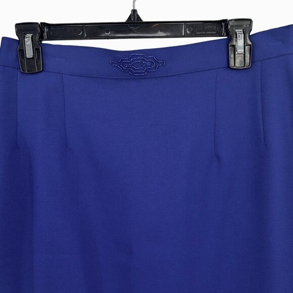 NWT VINTAGE EMILY GANTOS BLUE BEADED DOUBLE BREASTED SKIRT SUIT - 12 - Picture 6 of 8